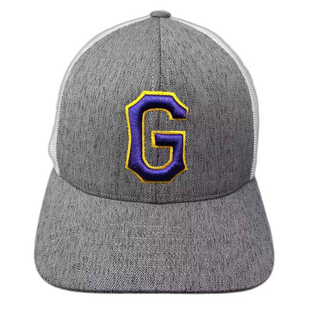 Pacific Headwear Trucker Hat Gray White OS Snapback Embroidered Letter G Mesh